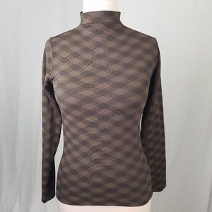 Stretch Checkered Mock Turtleneck S/M